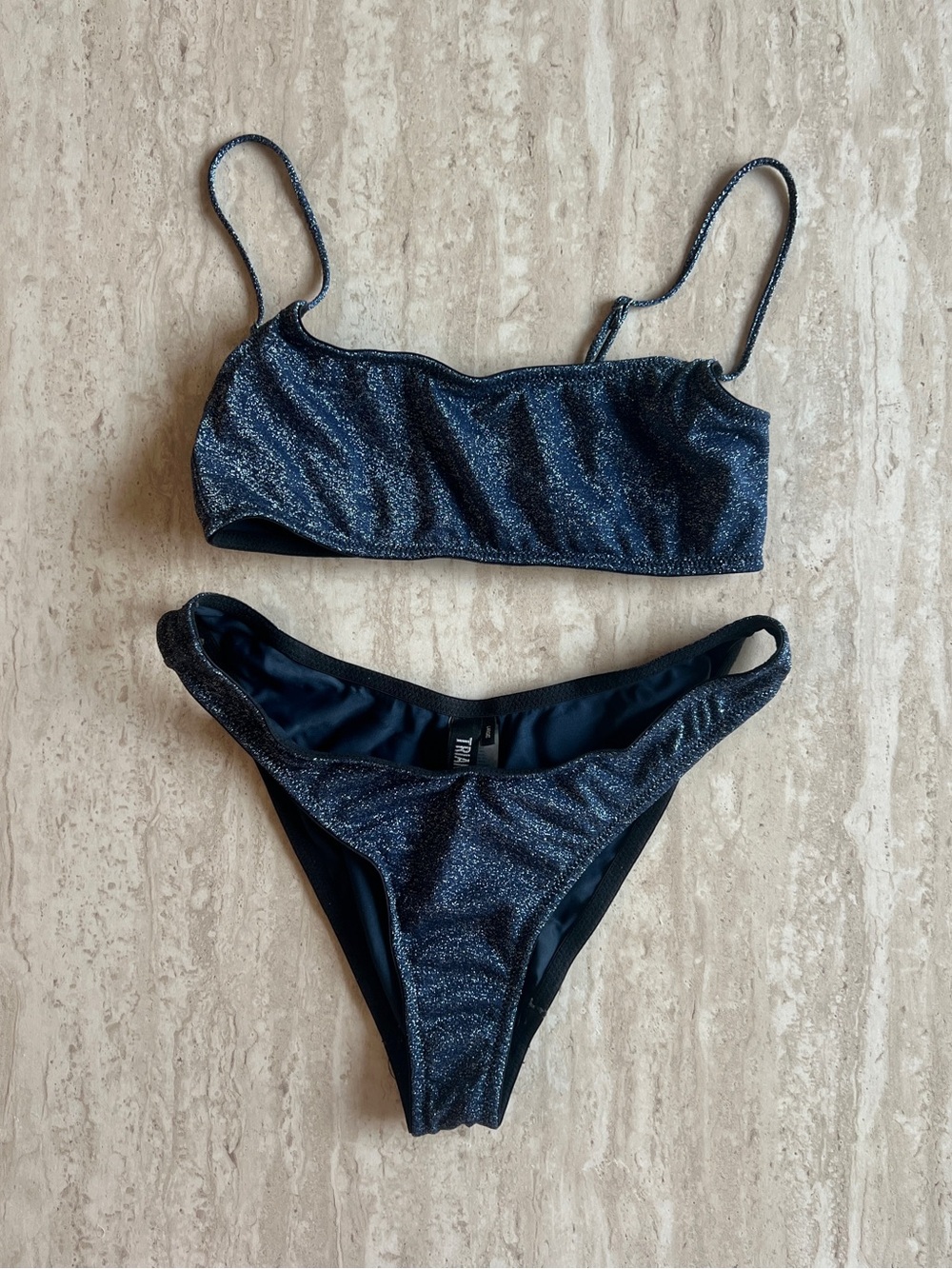 triangl swimwear Shimmer Navy Glitter Bikini Set